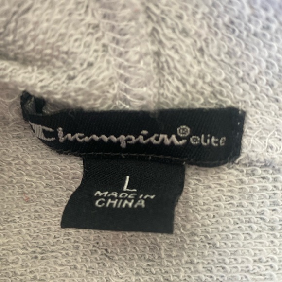 Champion Elite Gray Stripe Kangaroo Pocket Funnel Neck Pullover Hoodie - Picture 7 of 8